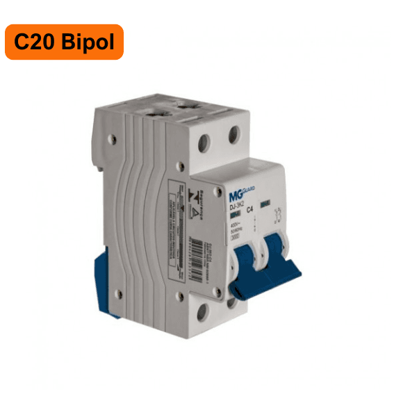 Disjuntor C20 Bipolar 20A – Res.SF DJ-4,5K2 – Margirius