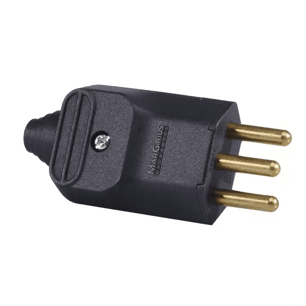 Plugue Preto 2P+T 20A 180G Com Prensa Cabo PLD2-3 – Margirius