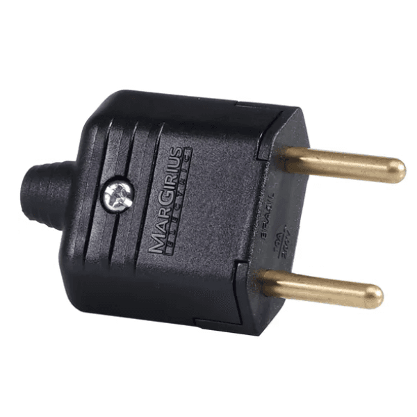 Plugue Preto 2P+T 10A 180G Com Prensa Cabo PLD11-3 – Margirius