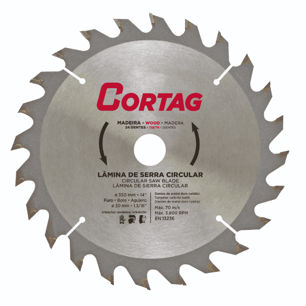 Lâmina De Serra Circular Para Madeira 24 Dentes 350mm – Cortag