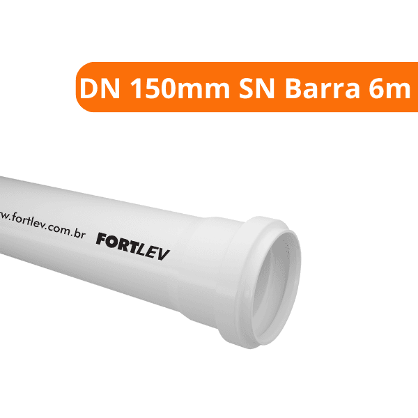 Tubo Esgoto Cano PVC DN 150mm SN Barra 6m – Fortlev