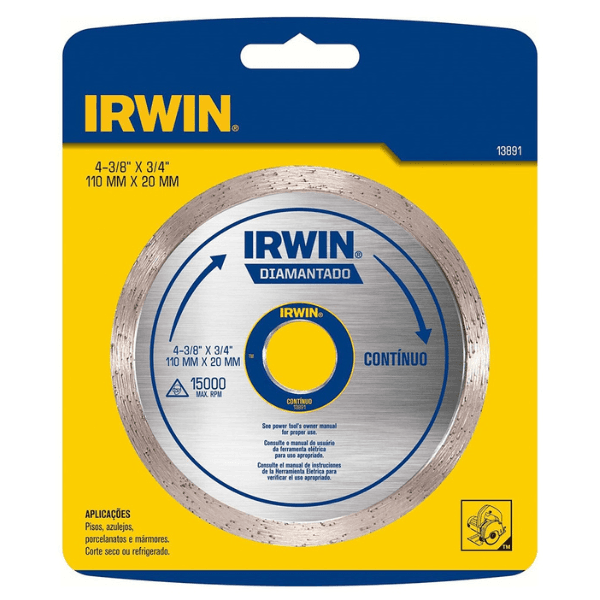 Disco Diamantado Liso Contínuo 110x20mm Irwin – Iw13891