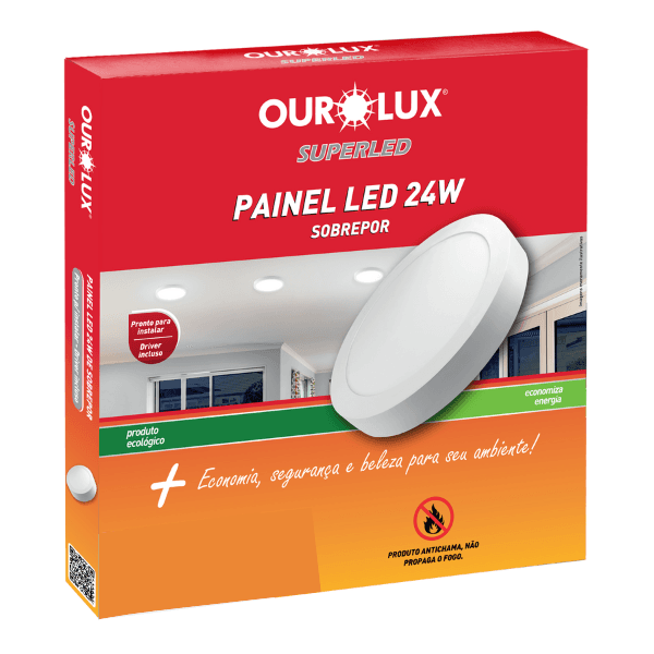 Plafon LED Sobrepor Redondo 24W Bivolt 2700K Luz Quente – Ourolux