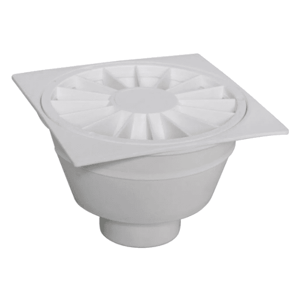 Ralo Sifonado Redondo Com Suporte Quadrado e Grelha Branco – Astra