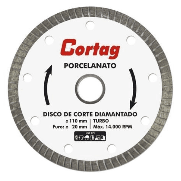 Disco Corte De Diamantado Porcelanato Turbo 110mm 4.3/8 60863 – Cortag