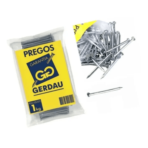 Prego Com Cabeça 18×27 Gerdau Pacote Com 1 Kg – Gerdau