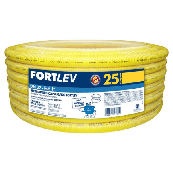 Eletroduto Conduíte Corrugado Flexível Amarelo 32mmX25m – Fortlev