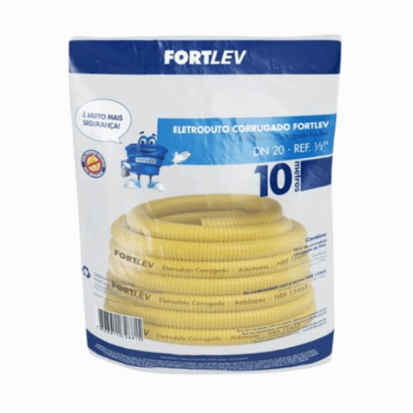 Eletroduto Conduíte Corrugado Flexível Amarelo 20mmX10m – Fortlev