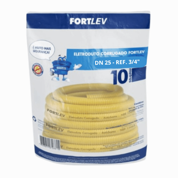 Eletroduto Conduíte Corrugado Flexível Amarelo 25mmX10m – Fortlev