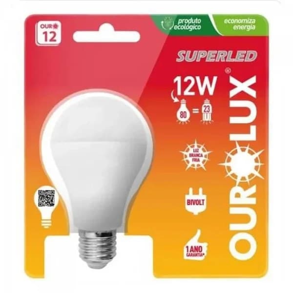 Lâmpada Superled Ouro 12W Bivolt 6500K Ourolux
