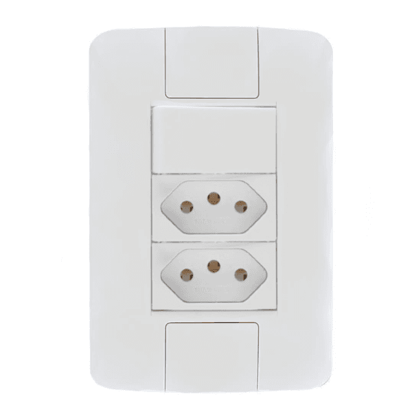 Interruptor 1 TEC simples + 2 Tomadas 10A 4X2 Jangada Romazi