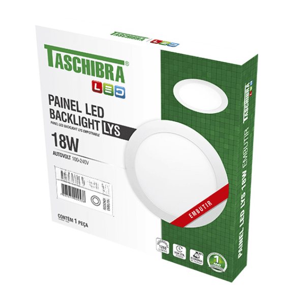 Painel Plafon Led Embutir LYS 18W Redondo 6500K – Taschibra