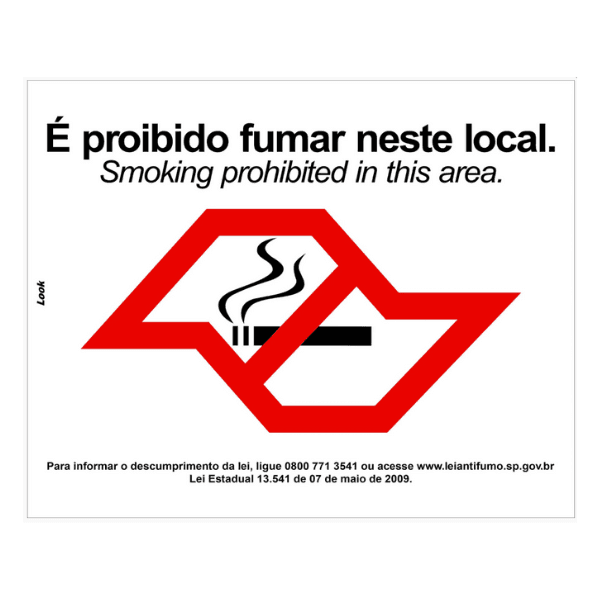 Placa 20x25cm Proibido Fumar – Look