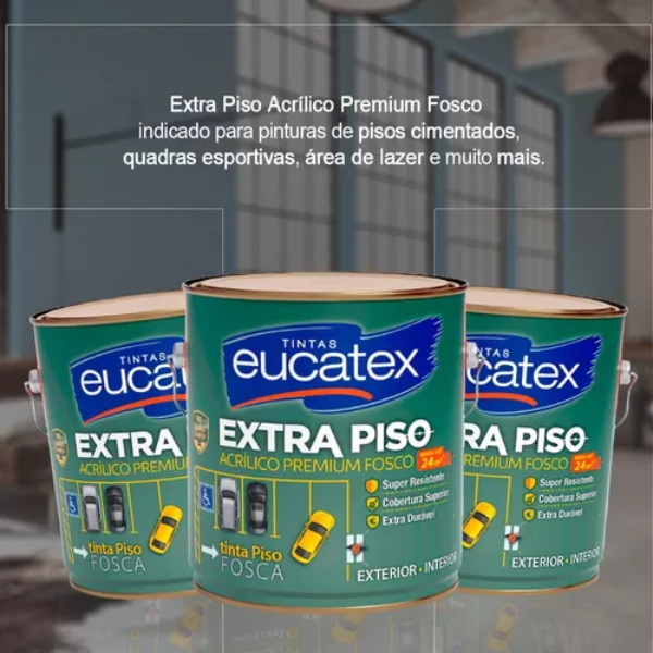 15241956813-tinta-piso-cinza-4.png Tinta Para Piso Acrílico Premium Cinza Escuro Fosco Eucatex 3,6L - Imagem 4