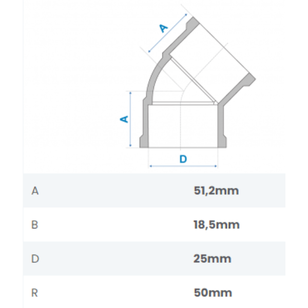 15261582922-curva-45-soldavel-25mm-fortlev-jundiai.png Curva 45º Soldável 25mm Fortlev - Imagem 2