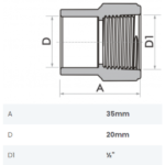 Luva Azul Soldável com Bucha de Latão 20mm x 1/2