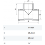 Tê Azul Soldável com Bucha de Latão 20mm x 1/2