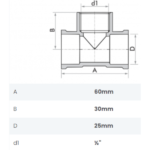Tê Azul Soldável com Bucha de Latão 25mm x 1/2