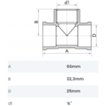 Tê Azul Soldável com Bucha de Latão 25mm x 3/4