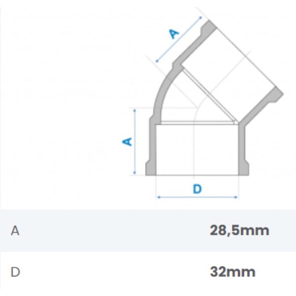 15263393269-joelho-45-soldavel-32mm-fortlev-jundiai.png Joelho 45º Soldável 32mm Fortlev - Imagem 2