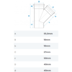 Junção Simples PVC Para Esgoto DN 40mm Branco Fortlev - Imagem 2