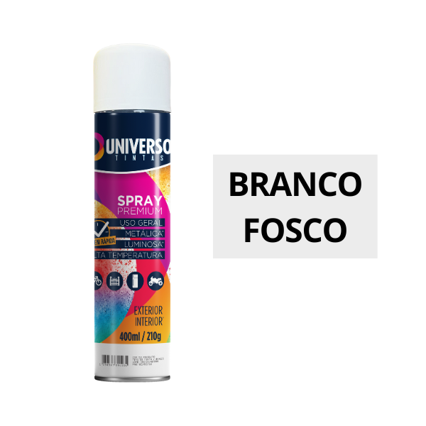15212751174-15195744514-15195744321-15195744008-1.png Tinta Spray Uso Geral Branco Fosco 400ml Universo - Imagem 2