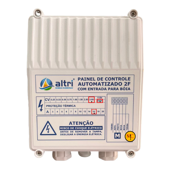 15218548475-1-1.png Altri Painel Para Bomba de Poço Com Entrada Para Boia 2 fios 3.00cv Mono 220v 16A - Imagem 1
