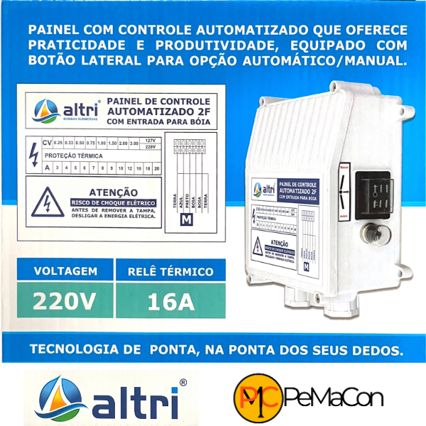 15218548515-3-2.png Altri Painel Para Bomba de Poço Com Entrada Para Boia 2 fios 3.00cv Mono 220v 16A - Imagem 2