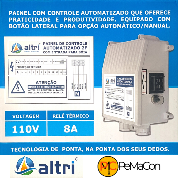 15218548809-15205801879-3.png Altri Painel Para Bomba de Poço Com Entrada Para Boia 2 fios 0.50cv Mono 110v 8A - Imagem 2