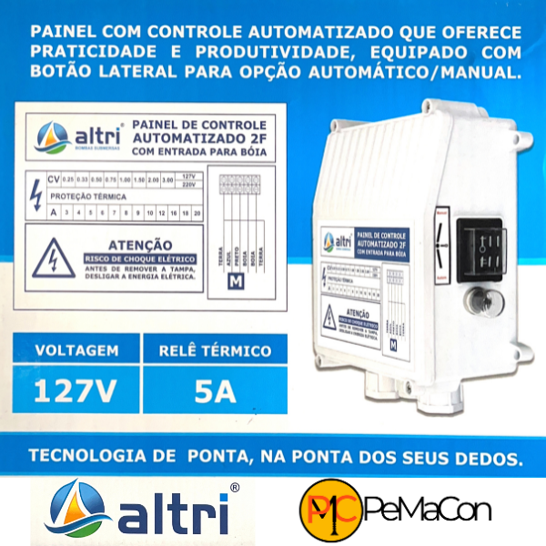 15218549087-15205785718-3.png Altri Painel Para Bomba de Poço Com Entrada Para Boia 2 fios 0.33cv Mono 127v 5A - Imagem 2