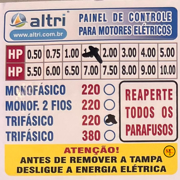 15226712492-15226710655-15226708307-2-1.png Painel De Comando/Controle Trifásico Completo Com Rele Térmico 1.50CV 220V Altri Para Bombas Submersas - Imagem 3