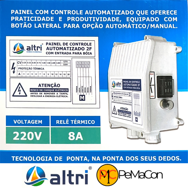 15228062413-15207610321-3.png Altri Painel Para Bomba de Poço Com Entrada Para Boia 2 fios 1.00cv Mono 220v 8A - Imagem 2