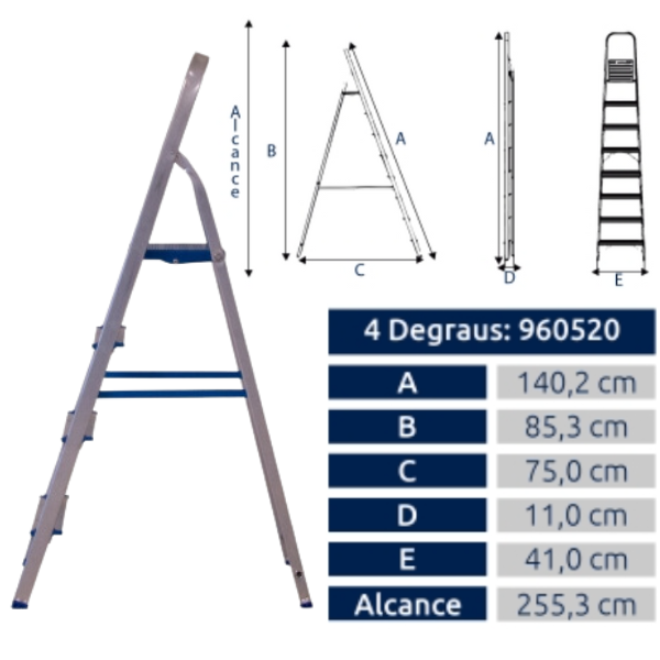 15244419207-8.png Escada Alumínio Residencial Alumasa 4 Degraus - Imagem 3