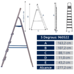 Escada Alumínio Residencial Alumasa 5 Degraus - Imagem 3