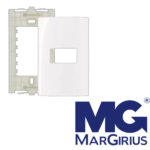 Conjunto Placa Espelho 4X2 E 1 Posto Horizontal Com Suporte Sleek Branco MarGirius - Imagem 2