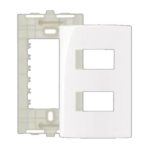 Conjunto Placa Espelho 4X2 E 2 Postos Horizontais Separados Com Suporte Sleek Branco MarGirius