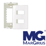 Conjunto Placa Espelho 4X2 E 2 Postos Horizontais Separados Com Suporte Sleek Branco MarGirius - Imagem 2