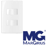 Conjunto 4X2” 2 Interruptores Simples Separados 10A-250V Sleek Branco MarGirius - Imagem 2