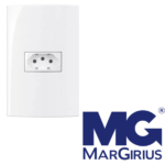 Conjunto 4X2″ 1 Tomada Padrão 2P+T 10A-250V Sleek Branco MarGirius - Imagem 2