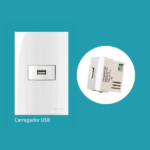 Módulo Tomada Carregador USB 1A Bivolt Sleek Branco MarGirius - Imagem 2