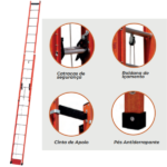Escada Extensiva De Fibra 10 Degraus Alumasa 3X4,8m EFE-10 - Imagem 2