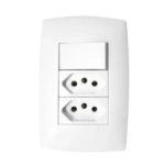 Conjunto Interruptor Simples 10A-250V +2 Tomadas 2P+T 20A-250V 4X2 Branco  Sleek - Margirius