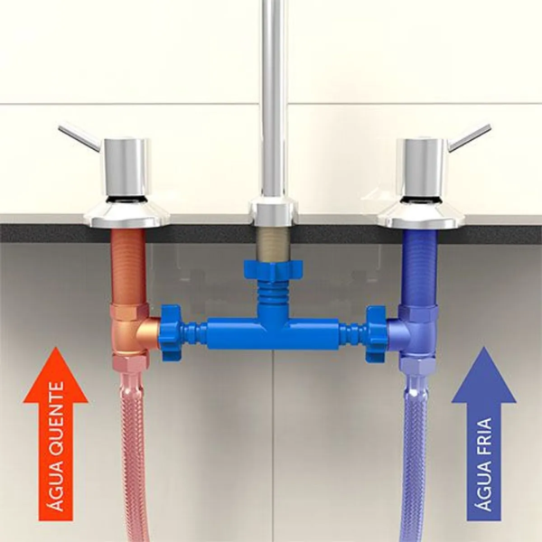 15318936255-te-ajustavel-para-agua-quente-e-fria-blukit.png TE Para Misturador Mesa Ajustável 1/2 x 1/2 x 1/2 Saco Plástico Com 1 Peça - Blukit - Imagem 2