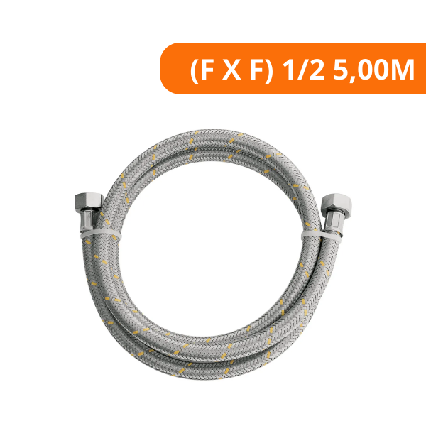 15325109869-2.png Ligação Flexível Inox P/ Gás (F X F) 1/2 5,00m Saco Plástico C/ 1 Peça - Blukit - Imagem 2