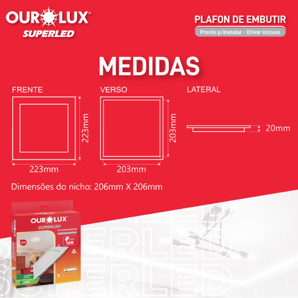 15221481071-15171789796-design20sem20nome20-202023-01-24t102518-862.png Plafon Led Embutir 18W BIV 2700K Quadrado Morna Ourolux - Imagem 4