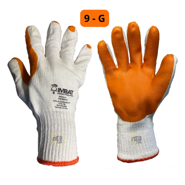 15287091352-luva-tricotada-laranja-vulcanizada-9-imbat-jundiai.png Luva Tricotada Laranja Vulcanizada - 9 Imbat - Imagem 2