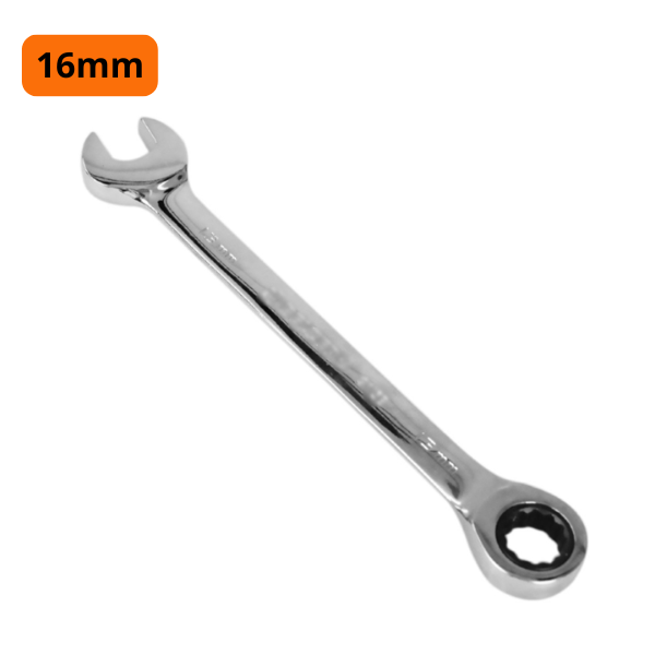 15307830429-chave-combinada-com-catraca-cromada-cromo-vanadio-16mm-mtx-jundiai.png Chave Combinada Com Catraca Cromada, Cromo Vanadio, 16mm - MTX - Imagem 2