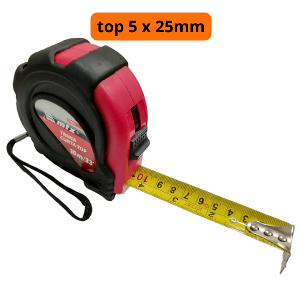 15281318684-trena-curta-top-5-m-x-25-mm-emborrachado-fita-dr-metal-gancho-magnetico-1-pc-mtx-jundiai-ja.png Trena Curta Top 5 m X 25 mm, Emborrachado, Fita Dr Metal Gancho Magnético, 1 Pc Mtx - Imagem 2