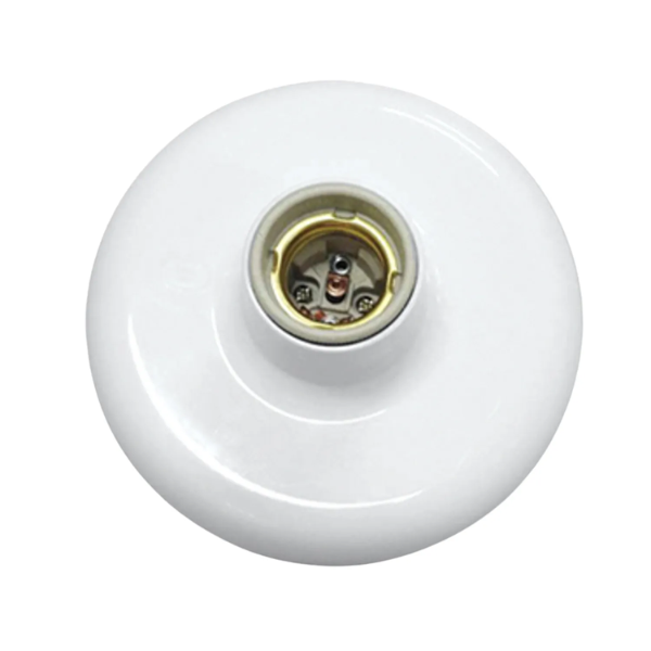 15291415682-plafon-para-lampada-eletrica-100w-branco-bocal-de-porcelana-campinas.png Plafon Para Lâmpada Elétrica 100W Branco Bocal De Porcelana - Romazi - Imagem 2