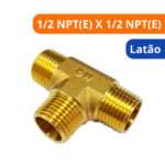 Tê Latão 1/2 NPT(E) X 1/2 NPT(E) X 1/2 Np - Maqenge - Imagem 2